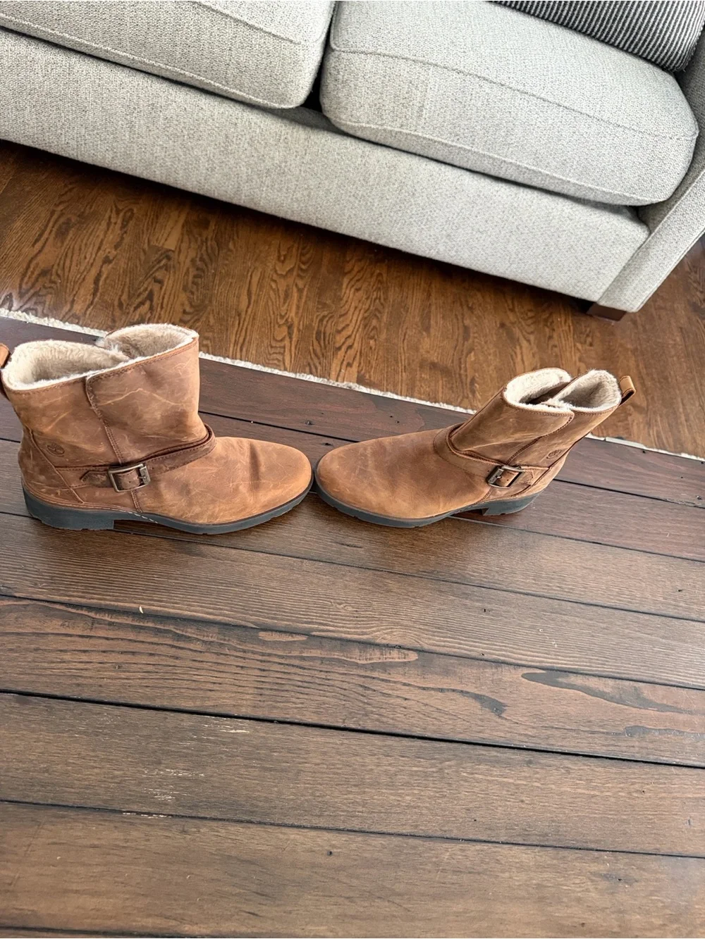 Timberland Brown Suede Shearling Ankle Booties